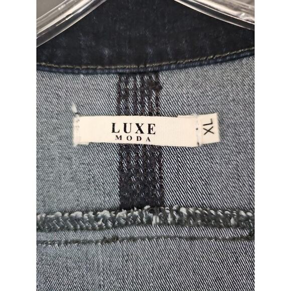 Luxe Moda ~Woman Size XL~ Black Denim Beaded Jacket Cotton Blend. - Picture 2 of 9